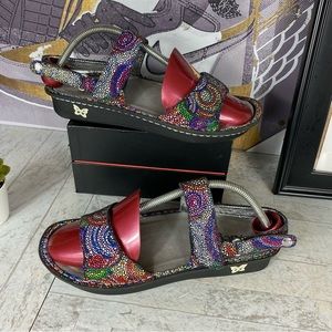 Alegria VER-387 Verona Bullseye Sandals Mosaic‎ Multi- Color Size 38 GUC